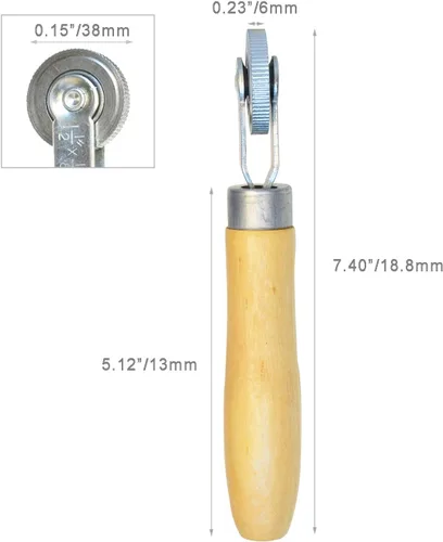 Vista 6 de Herramienta de reparación de neumáticos con rodillo de parche, mango de madera, 1 1/2" de diámetro (6mm)