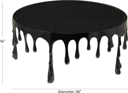 Vista 3 de Deco 79 Mesa de centro de metal de aluminio para sala de estar con patas de diseño fundido y parte superior de vidrio sombreado, mesa central de 36