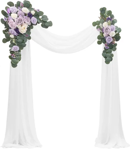 Vista 18 de Floroom Kit de Flores de Arco con Cortinas (Paquete de 4) - 2 piezas de Guirnalda Floral Artificial Rosa Rubor con 2 piezas de Tela Drapeada