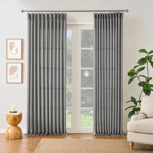 Vista 8 de RAIN CITY - Juego de 2 cortinas de 45 pulgadas de largo con plisado con pellizco, cortinas semitraslúcidas para dormitorio, cuarto de bebé