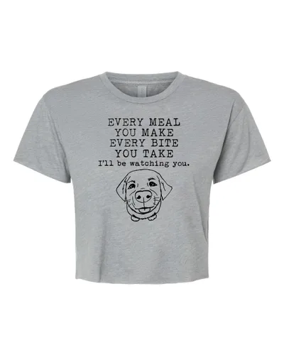 Vista 25 de I Walk The Lime, Cute Women's Screen Printed Crop Tee, Shirts With Sayings, Heather Gray or Gold (S, Heather Gray)