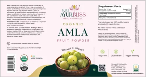 Vista 8 de Amla en polvo, mezcla ayurvédica para la salud digestiva, nutrición vegana y sin gluten, fuente natural de vitamina C para cabello, piel y bienestar