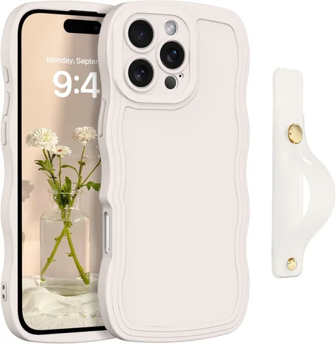 Vista 27 de GUAGUA Funda para iPhone SE 2022/2020, Funda para Teléfono iPhone 7/8 Diseño Lindo de Forma de Onda Rizada TPU Suave con Correa de Muñeca Soporte