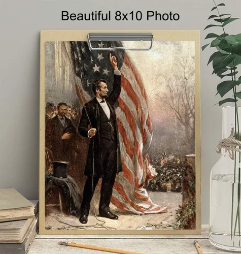 Vista 3 de Abraham Abe Lincoln - Póster artístico de la bandera estadounidense, regalo patriótico de 8 x 10 pulgadas para hombres, republicanos, conservadores