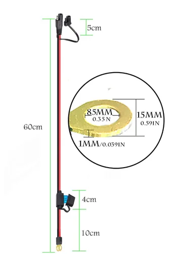 Vista 5 de Conector SAE, arnés de terminal SAE a junta tórica con fusible de protección de 15 A para seguridad, enchufe de desconexión rápida de 2 pines, cable