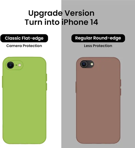 Vista 3 de FireNova Funda diseñada para iPhone SE 2022/2020, iPhone 7 8, silicona mejorada [borde recto] y [protección de cámara] funda para teléfono con forro