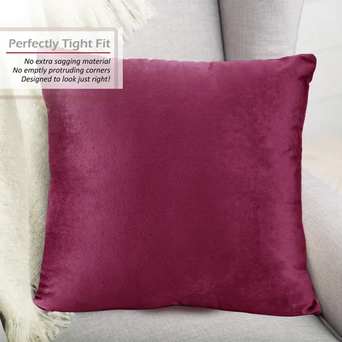Vista 4 de Nestl Fundas de cojín decorativas, acogedoras fundas de cojín de terciopelo magenta de 51 x 51 cm, suaves fundas de cojín sólidas para sofá, cama