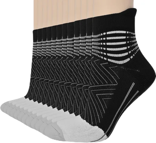 Vista 24 de Calcetines de compresión para el tobillo para mujer, con absorción Coolmax, deportivos y acolchados, alivio de la fascitis plantar, paquete de 2, 3
