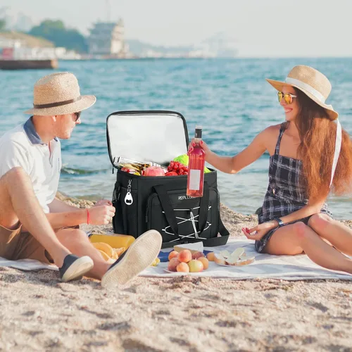 Vista 9 de RealCool Bolsa térmica suave de 35/45 latas, hielera plegable aislada a prueba de fugas, lonchera grande para hombres y mujeres, enfriador de lados