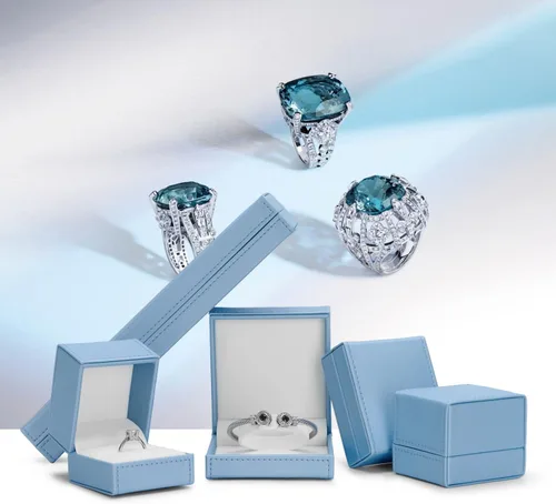 Vista 3 de Oirlv Caja de regalo de pulsera preciosa azul para boda, Navidad, cumpleaños, caja de regalo para mujeres y niñas, caja de regalo de joyería