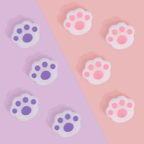 Vista 3 de DLseego Cat Paw Shape - 4 tapas de agarre para pulgar para interruptor regular, interruptor LiteSwitch OLED Joy Con Joystick de silicona suave