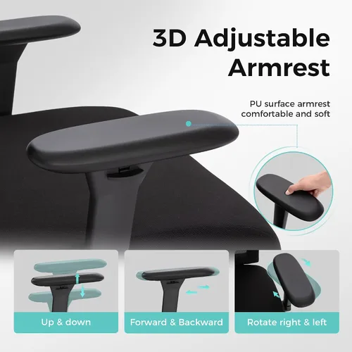 Vista 5 de ALPHA HOME Silla de oficina resistente, ergonómica, silla de computadora de malla con respaldo medio con soporte lumbar, silla de escritorio