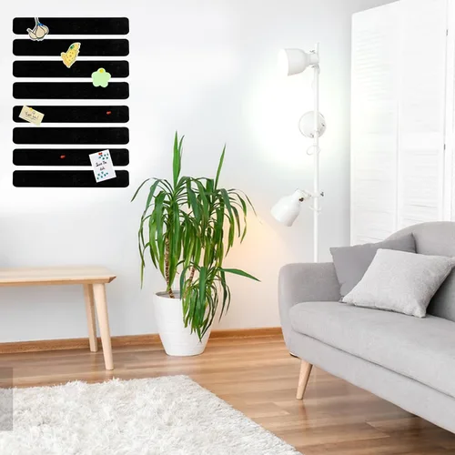 Vista 7 de 8 piezas de tiras de tablero de pines de fieltro negro, tiras de tablero de anuncios autoadhesivas, tableros de corcho para paredes con 35