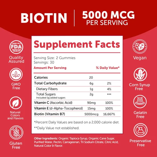 Vista 8 de Lunakai Paquete de colágeno, vitamina E y biotina, suplementos antienvejecimiento sin OMG para hombres y mujeres, gomita natural con vitamina C
