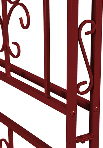 Vista 4 de Estructura de arco de jardín al aire libre de metal de Plow & Hearth, de 84 pulgadas de alto, entramado de celosía de hierro para plantas Rojo