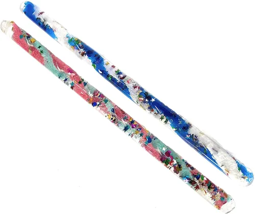 Vista 4 de Star Magic Varita con espiral con purpurina, tubo maravilloso, de princesa, Halloween, hada, paga, mago, 2 varitas (aguamarina/rosa, azul/rojo)
