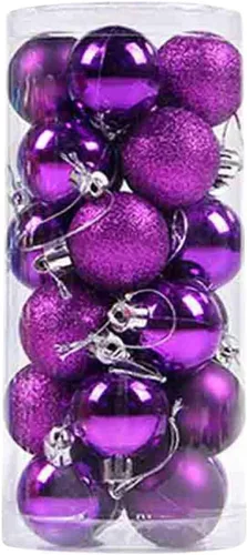 Vista 9 de 24 adornos de bola de Navidad, mini esferas de Navidad de plástico inastillables con cuerda para colgar, juego de bolas decorativas empaquetadas