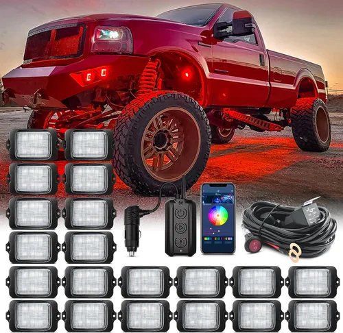 Vista 10 de MICTUNING C3 Luces de Roca RGBW Extensibles - 4 Módulos de Luces de Neón Multicolor para Bajos con Aplicación Bluetooth y Caja de Control