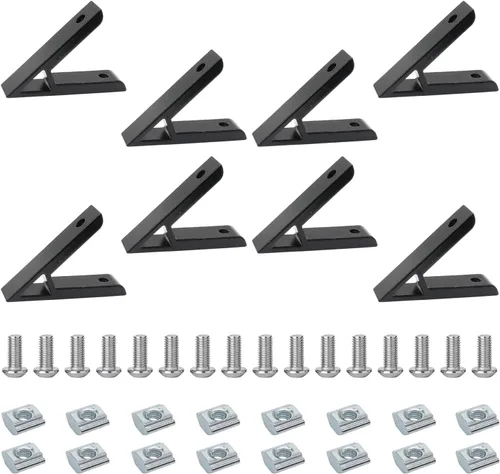 Vista 8 de 10 Conjuntos de Conector de Esquina de Extrusión de Aluminio 2020 Serie 20 Placa de Unión de Ranura en T y V Hardware Conector en L con Tuercas en T