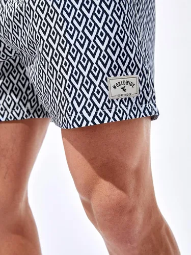 Vista 3 de OYOANGLE Traje de baño con estampado geográfico para hombre, de secado rápido, para playa, traje de baño