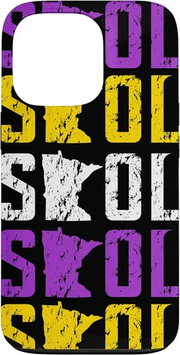 Vista 10 de Funda para iPhone 13 Pro Max SKOL envejecido vikingo vintage morado y amarillo sobre negro