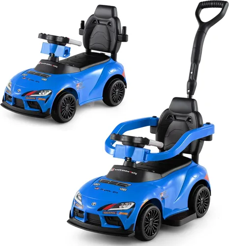 Vista 12 de Costzon Coche de empuje para niños pequeños, 3 en 1 Cochecito deslizante para caminar con licencia de Toyota con mango, música, barandilla