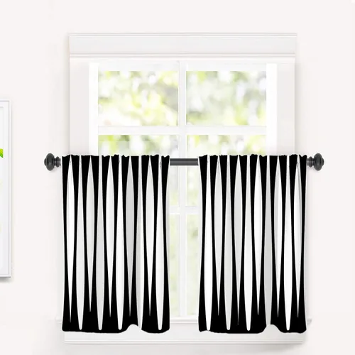 Vista 87 de Cortinas opacas de poliéster multicapa para cafetería, con diseño de diamantes, 2 unidades, 26 x 24 pulgadas