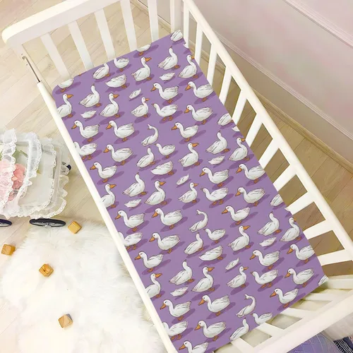 Vista 6 de Fitted Crib Sheets Kawaii Ducks Mini Crib Sheets for Boy & Girl Toddler Mattress Sheets Playard Sheet 21216803