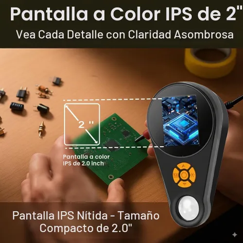Vista 3 de Lupa con microscopio digital de luz de mano 2.0 pulgadas IPS pantalla a color, lupa digital portátil 500x, microscopios Marco, 8 luces LED, USB