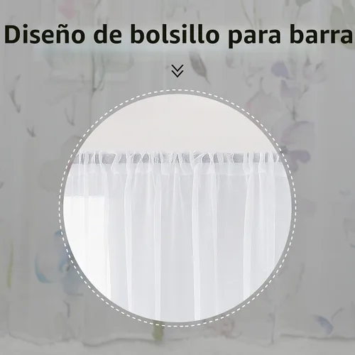 Vista 3 de Cortinas de hojas florales Fereyis para sala de estar de 63 pulgadas de largo, juego de 2 paneles, elegantes cortinas azul y rosa con flores