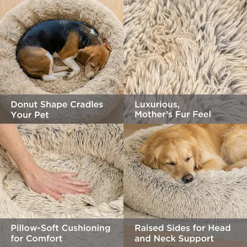 Vista 36 de Best Friends by Sheri - The Original Calming Donut - Cama calmante en forma de dona para perros y gatos - Pelo largo, azul bebé, M, 30 x 30 pulgadas