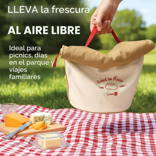 Vista 6 de KNEADACE Bolsas de Pan Reutilizables para Pan Casero - Elegante Almacenamiento de Pan de Masa Madre con Diseño de Tapa Enrollable, 100% Algodón