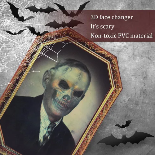 Vista 3 de Geetery 52 piezas de decoración de Halloween para interiores 3D cambiantes de cara de terror con calcomanías de murciélago 3D, castillo de terror