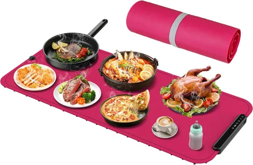 Vista 7 de Tapete de calentamiento para alimentos – Bandeja de calentamiento eléctrica, XXL (36 x 16 pulgadas), tapete calentador de alimentos