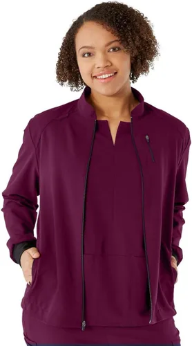 Vista 10 de ave. Women's Solano Four Pocket Athletic Scrub Jacket Negro