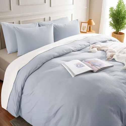 Vista 346 de NEXHOME PRO Funda de edredón Twin XL 100% algodón lavado, transpirable, duradera, texturizada, similar al lino, juego de ropa de cama para el hogar