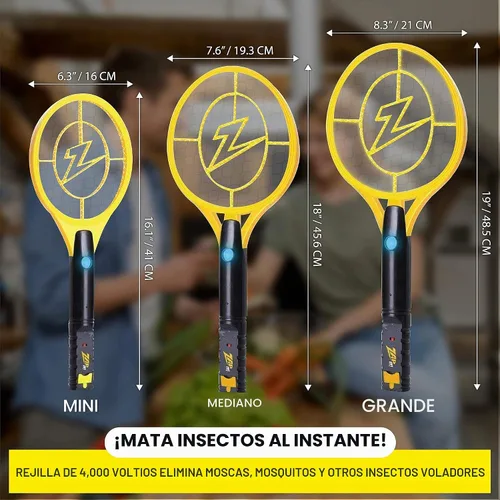 Vista 6 de ZAP IT! Raqueta matamoscas eléctrica recargable con atracción de luz azul Amarillo