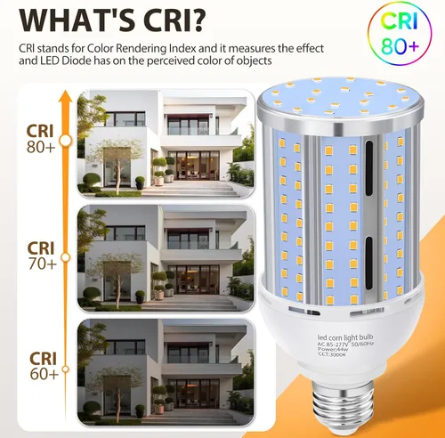 Vista 4 de Bombilla LED de Maíz de 44W (Paquete de 2), Sin Ventilador, (Equivalente a 390 Vatios) Base E26/E39 Mediana/Mogul Grande, Lámpara LED COB 3000K