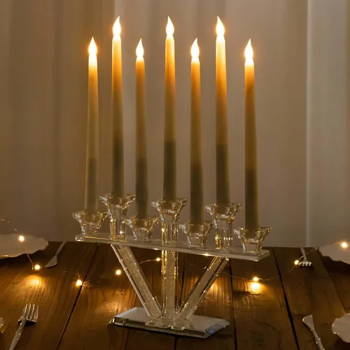 Vista 17 de Efavormart - Candelabro de acrílico transparente con 9 brazos, soporte para velas con base cuadrada, 4 pies de alto