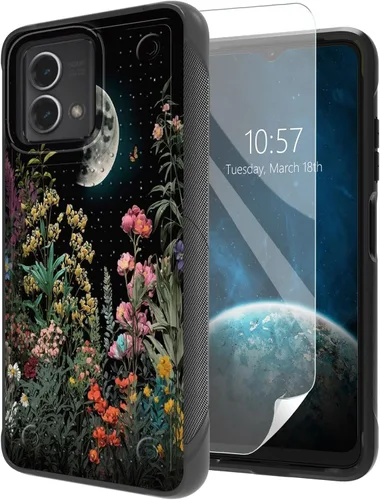 Vista 48 de Funda para Moto G Stylus 5G 2021 con protector de pantalla, a prueba de golpes, 2 en 1, parte trasera duradera de policarbonato duro texturizado