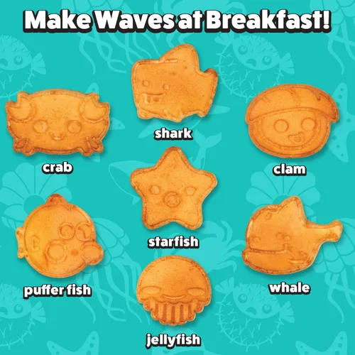 Vista 5 de Mini waflera Sea Creature, diversión de verano, crea 7 formas diferentes de animales oceánicos en cuestión de minutos, fresca para niños y adultos