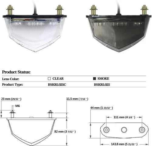 Vista 4 de Luz trasera universal transparente integrada para motocicleta con 25 LED con función de señal de giro, luz de posición y alerta de freno-parada