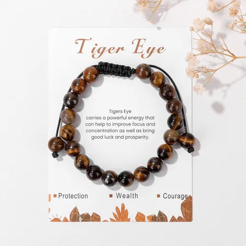 Vista 47 de Pulsera de cristal curativo para mujer de 0.315 in, pulsera de cuentas de cristal natural ajustable hecha a mano, joyería curativa, regalo
