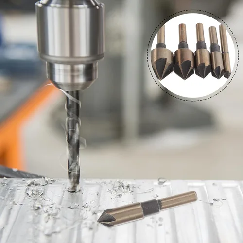 Vista 6 de Countersink Drill Bit Set with Mill Cutter Bits for Woodworking and High-Speed Steel Construction with Oxidized Gold Finish Precision Ground for