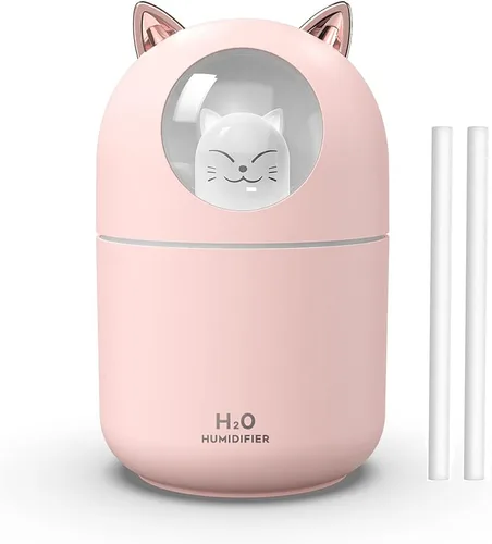 Vista 7 de Mini humidificador portátil de niebla fría de 10.1 fl oz con luz nocturna, apagado automático USB, ultra silencioso, 2 modos de pulverización