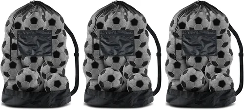 Vista 9 de BROTOU Bolsa de red para pelota de fútbol extragrande, bolsa de malla con cordón de 40 x 30 pulgadas con bolsillo con cremallera, bolsa