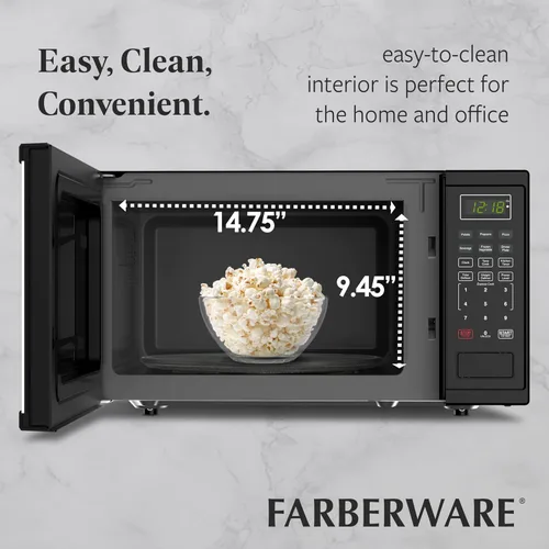 Vista 5 de Farberware - Horno microondas de encimera de 1.1 pies cúbicos – 1000 vatios de potencia, configuraciones de cocción automática, descongelación, Negro