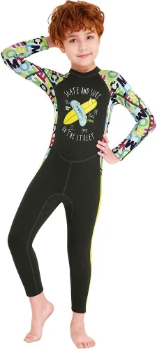Vista 10 de Traje de neopreno de cuerpo completo para niños y niñas, traje de baño térmico de 0.098 pulgadas para niños pequeños, jóvenes, adolescentes, manga