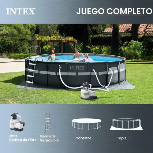Vista 5 de Intex 26329EH Ultra XTR - Juego de piscina sobre el nivel del suelo de 18 pies x 52 pulgadas con bomba de filtro de arena y kit de mantenimiento