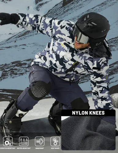 Vista 6 de TACVASEN Pantalones de esquí de nieve para hombre, pantalones de snowboard resistentes al agua, pantalones de senderismo con forro polar